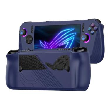 Imagem de Capa protetora de silicone para ASUS Rog Ally X 2024, capa de silicone antiderrapante à prova de choque para console de jogos ASUS Rog Ally X com alças antiderrapantes para polegar (azul)
