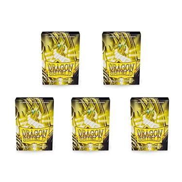 Imagem de 5 Packs Dragon Shield Matte Mini Japanese Yellow 60 ct Card Sleeves Value Bundle!