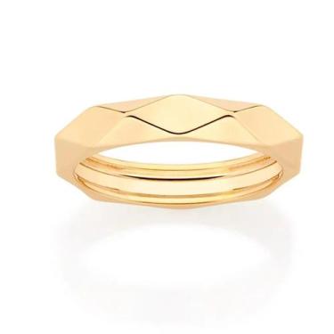 Imagem de Aliança de casamento e noivado banhado ouro18k fina anel de compromiss