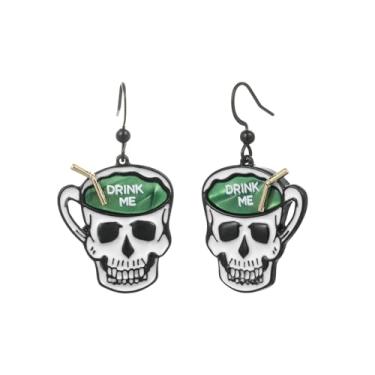 Imagem de Madison Tyler Brinco feminino de Halloween | Brincos de caveira abóbora chapéu de bruxa crânio fantasma veneno | Brincos de festa de Halloween, joias hipoalergênicas, Zinco, Strass