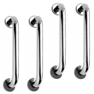 Imagem de Alça de Apoio 30cm Kit 4 Unidades Barra Inox Idoso Cadeirante Deficien