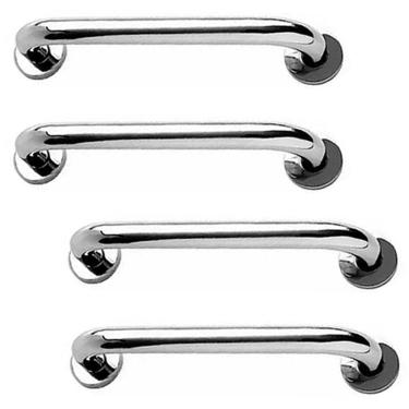 Imagem de Alça de Apoio 30cm Kit 4 Unidades Barra Aço Inox Acessibilidade Suporte Idoso Cadeirante Banheiro Box Casa Corrimao Escada Segurança Proteçao