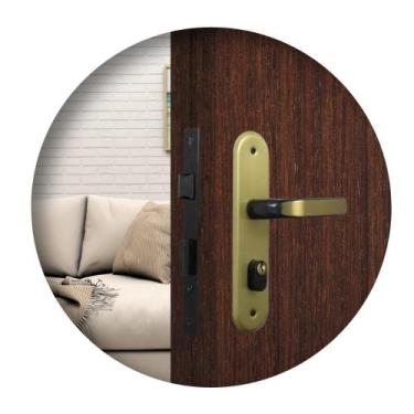 Imagem de Fechadura Porta Entrada Stilo Alavanca Bronze Latonado Externa MGM