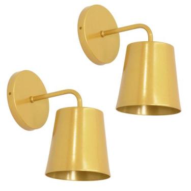 Imagem de Kit 2 Arandelas Parede Luminária Balde Moderna Cama Dourado - Single L