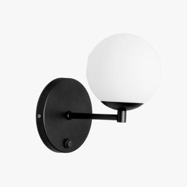 Imagem de Arandela Abajur Parede Quarto c/ Interruptor Botão Preto - Arandela de