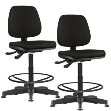 Imagem de Kit 02 Cadeiras Caixa Alta Giratória Job L02 Material Sintético Preto 