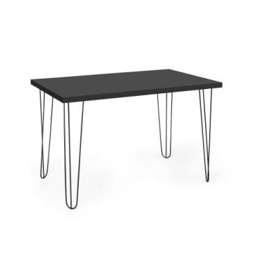 Imagem de Mesa de Jantar Retangular 4 Lugares 120x75 Base de Ferro Hairpin Preto