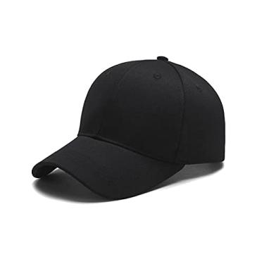 Imagem de Boné Liso Preto Básico Fitão Unissex Aba Curva Ajuste Metal