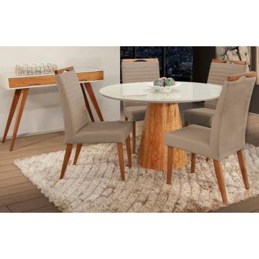 Imagem de Mesa de jantar + 4 Cadeiras Itália tampo 120 cm Champagne - Gran Decor