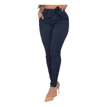 Imagem de Calça Social Feminina Com Lycra Clochard Laço Cintura Alta - Don modas