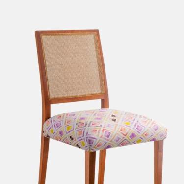 Imagem de Capa Para Assento De Cadeira Sala Jantar Banco Malha Estampada Decoraç