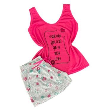 Imagem de Pijama Baby doll Feminina  Adulto Regata Com Cadaço na Cintura Pijama 