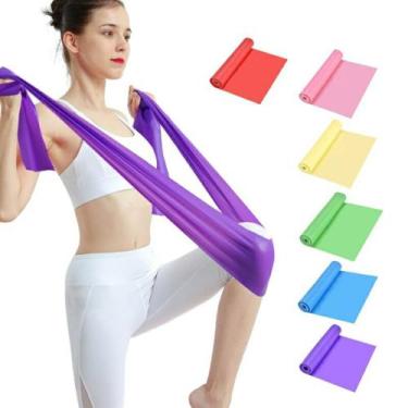 Imagem de Faixa Elástica Alongamento Pilates Yoga Fisioterapia Exercícios em Cas