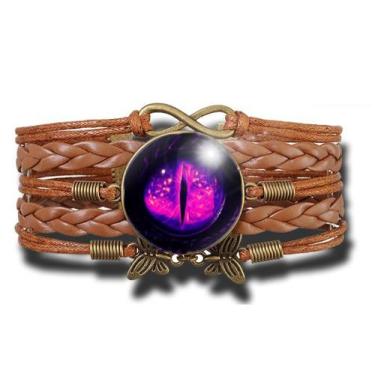 Imagem de Pulseira Feminina Olho Mágico do Dragão Purple Violeta Púrpura Ajustáv