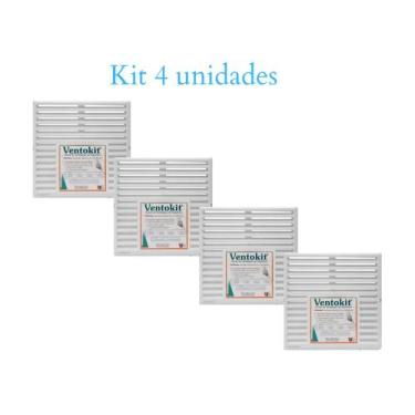 Imagem de Kit 4 Un Grade Ventilação com Tela anti-inseto 25x25cm Ventokit