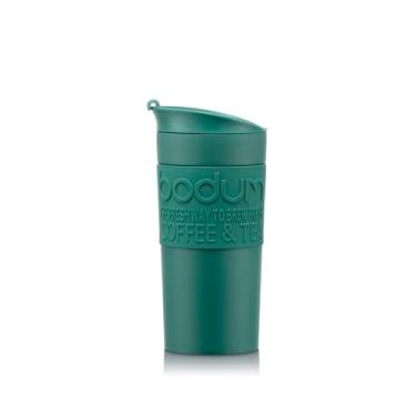 Imagem de Bodum Caneca de viagem isolada de parede dupla de 340 g com tampa, aço inoxidável, floresta