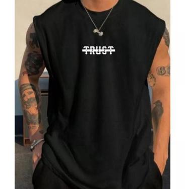 Imagem de Regata Oversized Masculina Academia Trust treino 100% Algodão - Street