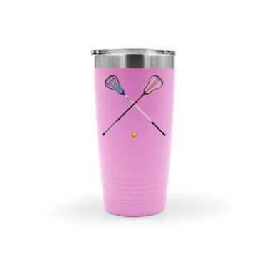 Imagem de SpreadPassion Bastões de lacrosse isolados e copo de bola, copo de aço inoxidável, copo isolado de 590 ml, ideia de presente de aniversário de Natal (rosa claro)