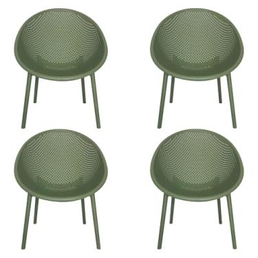 Imagem de Kit 4 Poltronas Área Externa de PP Marina com Base Desmontável Verde G56 - Gran Belo