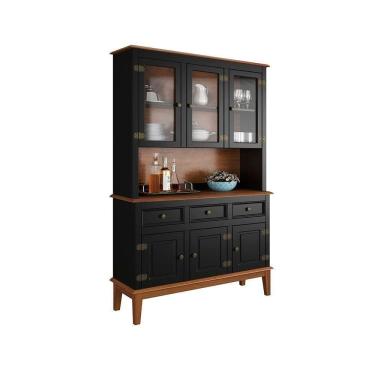 Imagem de Arca E Oratório 6 Portas E 3 Gavetas - Madeira Maciça - Preto