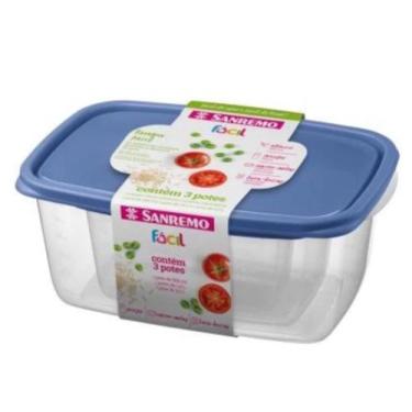 Imagem de Conjunto 3 Potes Sanremo Vasilhas de plástico com Tampa 580ml