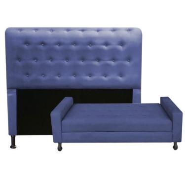 Imagem de Kit Cabeceira Brenda com Recamier Felix 1,60 cm Queen Size Baú Quarto 