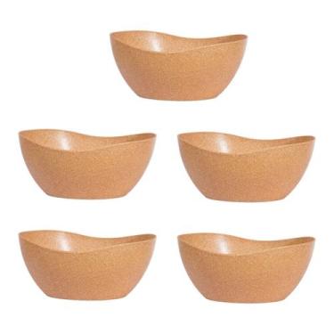 Imagem de 5un Tigela saladeira bowl oval  1,9lt servir marrom claro - Evo