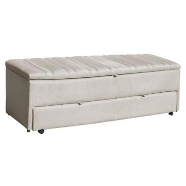 Imagem de Calçadeira Recamier Baú Sapateira Ayla Veludo Casal 140cm Tampo Reto -