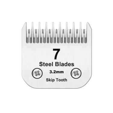 Imagem de Filymosie 7 lâminas de dente de salto, lâmina de aço removível para cães de estimação compatível com cortadores Andis, Oster A5, Wahl série Wahl KM10, comprimento de corte de 3,2 mm (1/8 pol.)