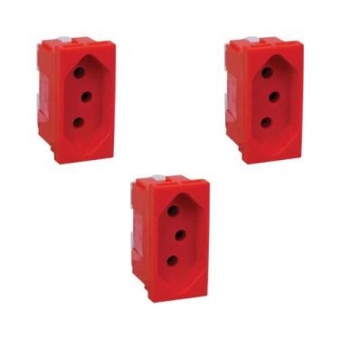 Imagem de Kit 3 Modulo Tomada 20A Pb Vermelho Borne Parafuso Plus Pial - Legrand