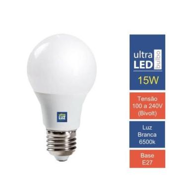 Imagem de Lâmpada Led 15w 6500k Bulbo E27 Branco Frio Bivolt Ultraluz