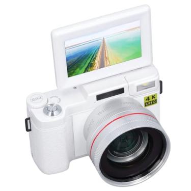 Imagem de Câmera Digital 4k Abs Pequena Filmadora Digital Portátil Anti-vibração Tela Flip de 180 Graus 3.0 Tela Tft para Fotografia (Branco)