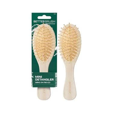 Imagem de EcoTools Mini escova de cabelo desembaraçadora, escova para cabelos molhados ou secos, resistente ao calor, mini escova de cabelo suavemente desembaraça e modela, escova de remo tamanho viagem, bambu