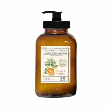 Imagem de Home and Body Company Sabonete botânico + de ervas 22FL/605 ml infundido com óleos essenciais, feito em uma garrafa de vidro âmbar (Citrus Verbena)