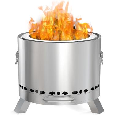 Imagem de Fogão de fogão, fogueira SWIPESMITH sem fumaça, lareiras a lenha com panela removível de cinzas, lareira portátil ao ar livre, ideal para acampamento, aço inoxidável