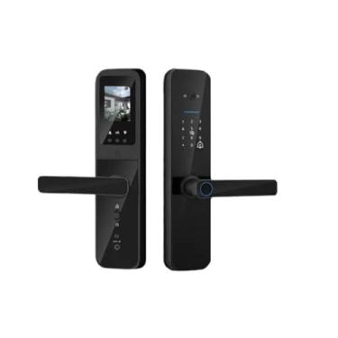 Imagem de Tuya wifi digital eletrônico inteligente fechadura da porta com câmera biométrica ic cartão senha chave desbloqueio para casa inteligente(240 3085)