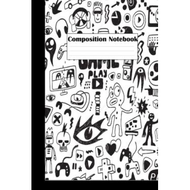 Imagem de Composition notebook: Wide Ruled Paper Notebook Journal | Pretty Gold Purple Turquoise Liquid Marble | Blank Wide Lined Workbook for Girls Boys Kids Teens Students