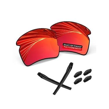 Imagem de iLikeo Lentes de reposição polarizadas de policarbonato PRO+ para óculos de sol Oakley Flak 2.0 XL OO9188 - Vermelho fogo