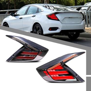 Imagem de Conjunto de luzes traseiras de LED compatível com Honda Civic Sedan 2016-2021 10ª geração de animação de inicialização acessório de lâmpadas traseiras de seta [não serve para cupê/hatchback]