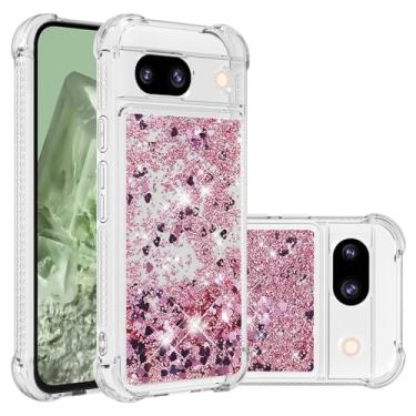Imagem de Monwutong Capa de telefone de ajuste fino para Google Pixel 8A, capa elegante de silicone macio com glitter líquido, efeito areia movediça, capa de proteção de tela e câmera para Pixel 8A, LSWT