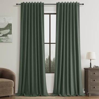Imagem de Cortinas pretas de 300 cm, cortinas altas de teto alto para sala de estar, porta de vidro deslizante, cortinas de janela grandes, cortinas blackout extra longas de 3 m para casa de campo, fazenda,