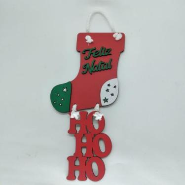 Imagem de Guirlanda Enfeite de Natal Bota do Papai Noel em MDF - MIWL ART