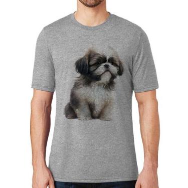 Imagem de Camiseta Cachorro Shih Tzu Filhote - Foca na Moda, Cinza, M