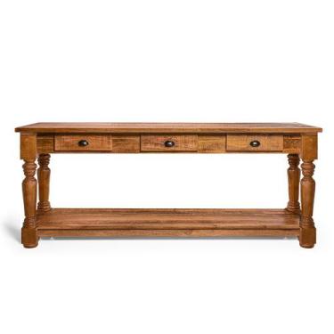 Imagem de Aparador de Apoio Rústico Decorativo em Madeira Maciça Bh 200cm com Pé