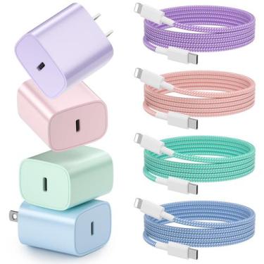 Imagem de Carregador de Parede USB-C Aorle 20W com Cabo de 1,8m - Pacote com 4