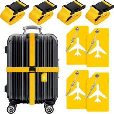 Imagem de Conjunto de 8 Alças e Etiquetas de Bagagem Aprovado pela TSA - Amarelo