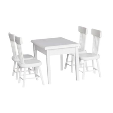 Imagem de EHJRE 1:12 Cadeira de mesa de jantar de bonecas Conjunto de mobiliário em miniatura Presente realista Finja brincar de mobiliário Toys para mesa de areia