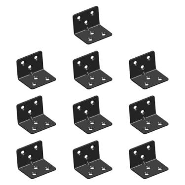 Imagem de IEUDNS Suportes de 10x l para prateleiras pequenos suportes de canto em forma de L para o armário de móveis de gaveta da gaveta do cadeira do armário de, Preto