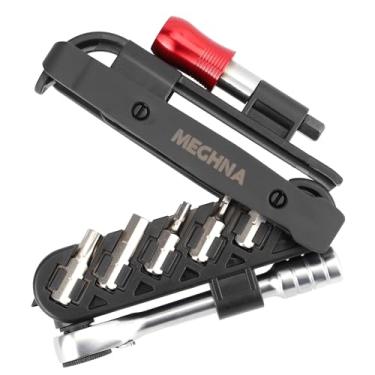 Imagem de ZUKKA Kit de ferramentas de reparo de bicicleta, 11 em 1, ferramentas multifuncionais de bicicleta, conjunto de chaves catraca dobráveis Allen, conjunto de ferramentas de chave de fenda hexagonais com