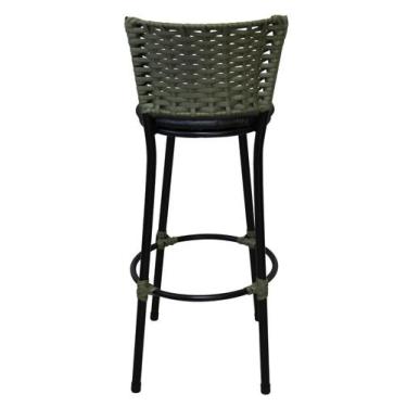 Imagem de Banqueta Alta Bistrô com Encosto Junco , Aço Carbono, Assento Estofado